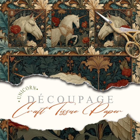 Wilhelm Morris Art Unicorn Seidenpapier