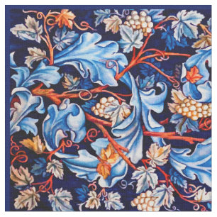Wilhelm Morris Vintages Blaues Traubenmuster Stoff
