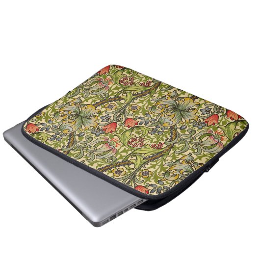 Wilhelm Morris Vintages Blumendesign Laptopschutzhülle (Vorne Knopf)
