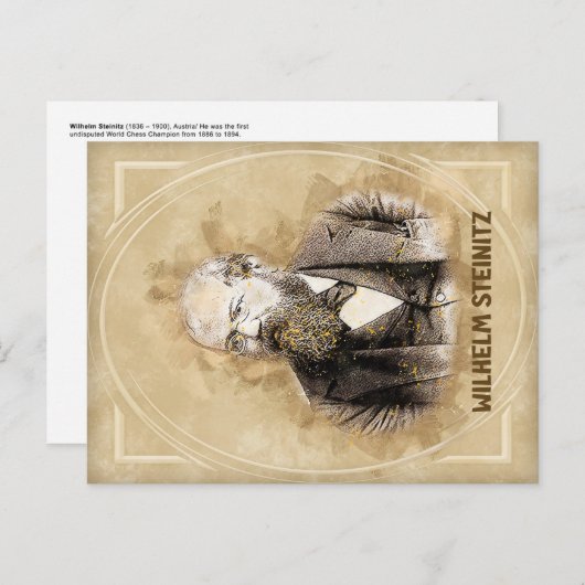 Wilhelm Steinitz, Schachspieler Postkarte (Vorne/Hinten)