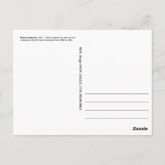 Wilhelm Steinitz, Schachspieler Postkarte (Rückseite)