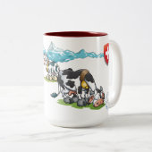 Wilhelm Tell Bukolische Sicht mit Kühen in den Alp Zweifarbige Tasse (VorderseiteRechts)