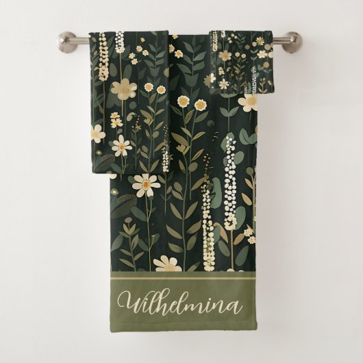 Wilhelmina Dark Daisy Floral Badhandtuch Set (Insitu)