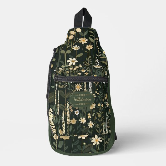 Wilhelmina Dark Daisy Floral Crossbody Bag (Vorderseite)
