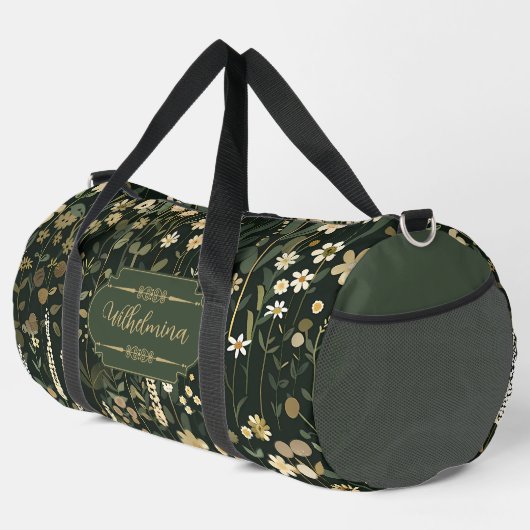 Wilhelmina Dark Daisy Floral Duffle Bag (Rechte Ecke)