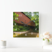 Wilkens Mill Covered Bridge Wall Clock Quadratische Wanduhr (Zuhause)