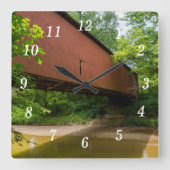 Wilkens Mill Covered Bridge Wall Clock Quadratische Wanduhr (Vorderseite)