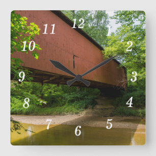 Wilkens Mill Covered Bridge Wall Clock Quadratische Wanduhr