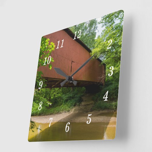 Wilkens Mill Covered Bridge Wall Clock Quadratische Wanduhr (Winkel)
