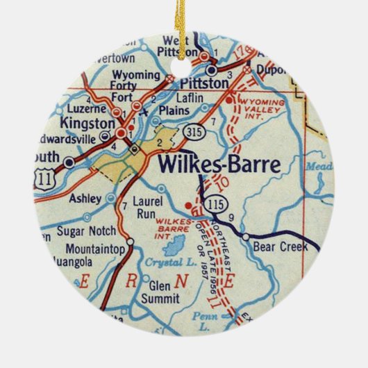 Wilkes Barre Vintag Map Keramik Ornament (Hinten)