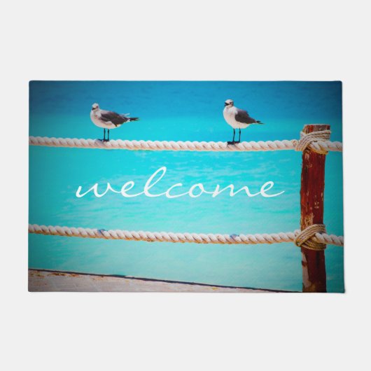 Wilkommen von Vögeln der Weißen Seegras im Foto de Fußmatte (Vorderseite)