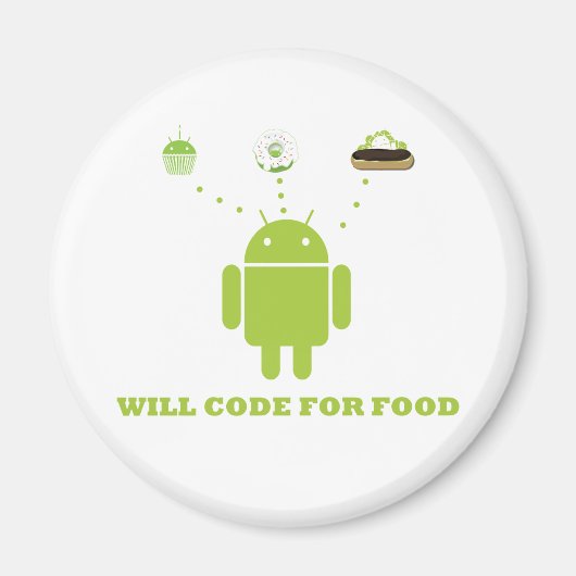 Will Code for Food (Android Software Developer) Magnet (Vorne)