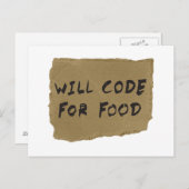 Will Code for Food Postkarte (Vorne/Hinten)