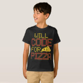 Will Code für Pizza Funny Computer Coding Pizza Lo T-Shirt (Vorne ganz)
