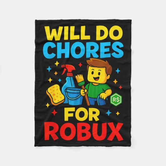 Will Do Chores For Robux Funny Gamer Fleecedecke (Vorderseite)