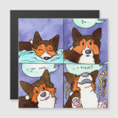 "Will du eine Leckerei?" Funny Corgi Comic Magnet (Vorne/Hinten)
