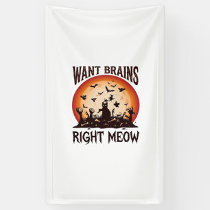 Will Gehirne genau jetzt Halloween schwarze Katze Banner