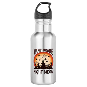 Will Gehirne genau jetzt Halloween schwarze Katze Edelstahlflasche