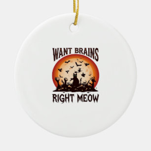 Will Gehirne genau jetzt Halloween schwarze Katze  Keramik Ornament
