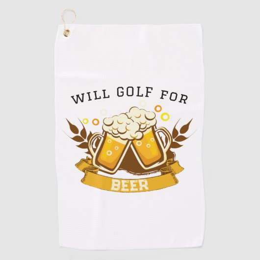 Will GOLF für Bier | anpassbar Golfhandtuch (Vorderseite)