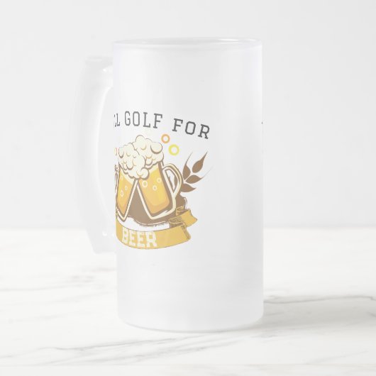 Will GOLF für Bier | anpassbar Mattglas Bierglas (Vorderseite Links)