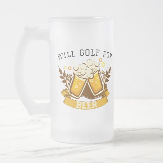 Will GOLF für Bier | anpassbar Mattglas Bierglas (Links)