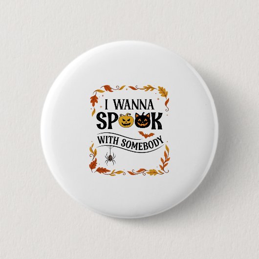 Will jemanden an Halloween-Kürbissen Spinne Fleder Button (Vorderseite)