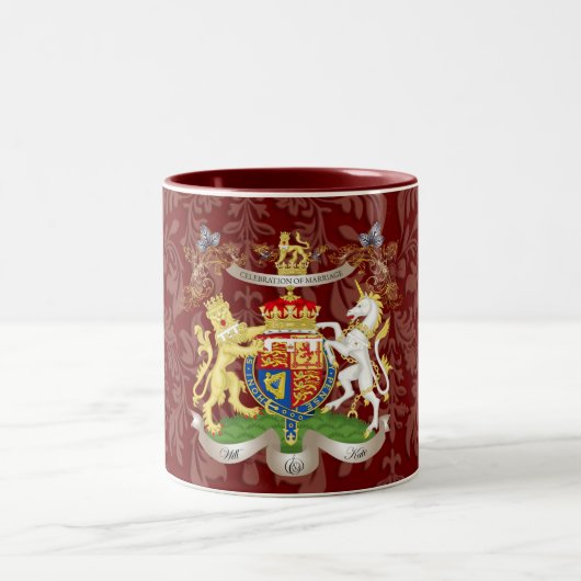 Will+Kate Memorabilia Tasse, anpassbare Farbe! Zweifarbige Tasse (Mittel)