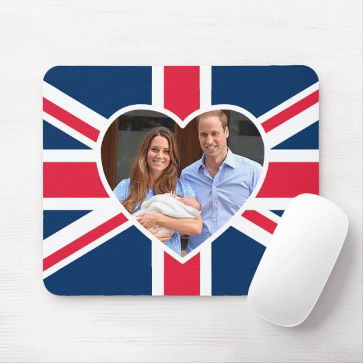 Will, Kate, Prinz George - Britische Flagge Mousepad (Mit Mouse)