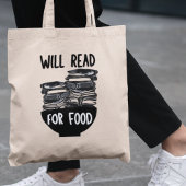 Will Read for Food Funny Bookworm Librarian Gesche Tragetasche