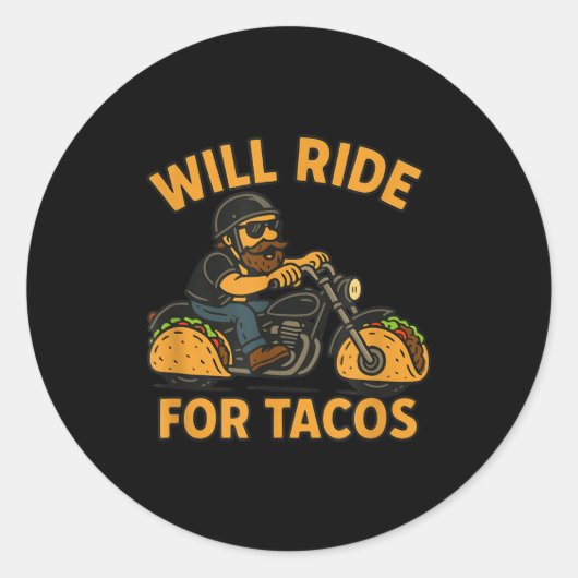 Will Ride For Tacos Funny Cycling Taco Lovers Gift Runder Aufkleber (Vorderseite)