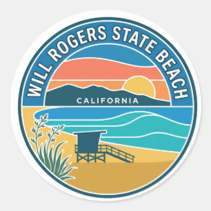 Will Rogers State Beach Kalifornien Runder Aufkleber