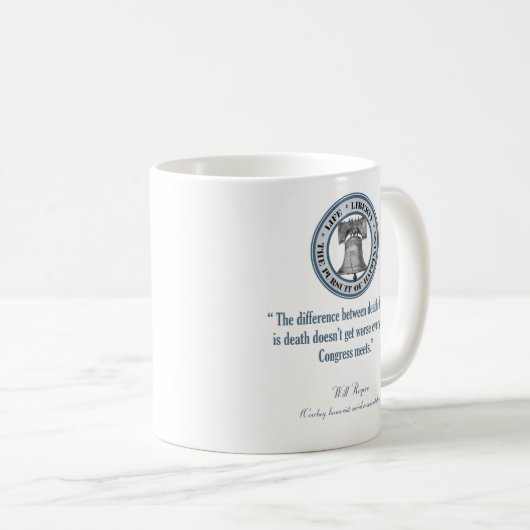 Will Rogers Zitat (Tod & Steuern) Kaffeetasse (VorderseiteRechts)