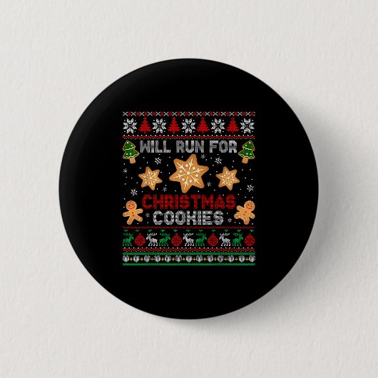 Will Run For Christmas Cookies Gingerbread Lover U Button (Vorderseite)