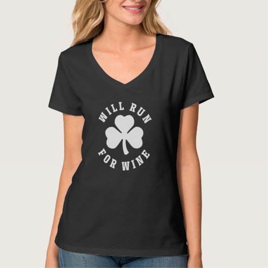 Will Run For Wine St Patricks Day Running Shamrock T-Shirt (Vorderseite)