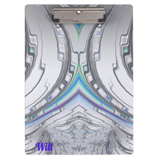 WILL ~ Silver Gray Blue Green Design Original Klemmbrett (Vorderseite)