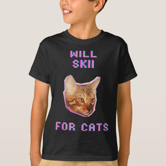 Will Skiing For Cats Funny Winter Snow Adventure T-Shirt (Vorderseite)