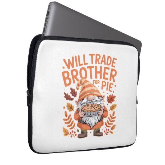 Will Trade Brother for Pie Gnomes Erntedank Day Laptopschutzhülle (Vorne Rechts)
