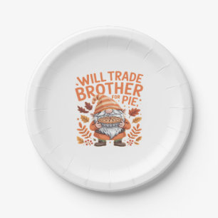 Will Trade Brother for Pie Gnomes Erntedank Day Pappteller