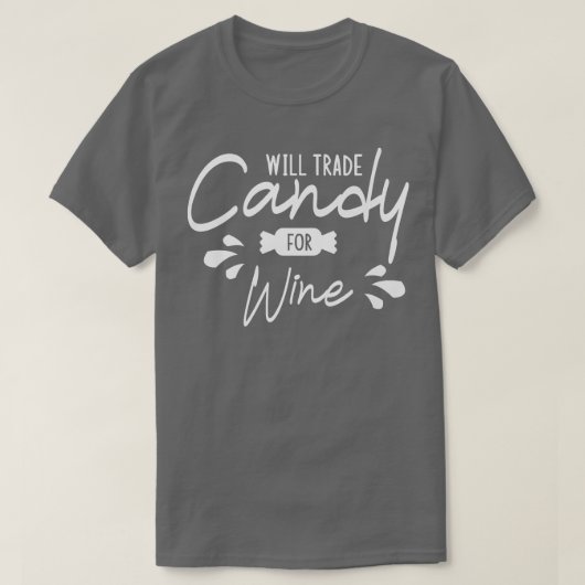 Will Trade Candy für Wein Halloween Pumpkin Geist T-Shirt (Design vorne)