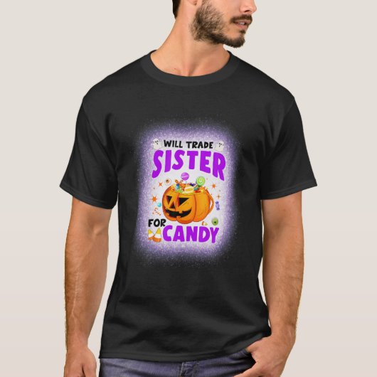 Will Trade Sister der Candy Matching Halloween Bro T-Shirt (Vorderseite)