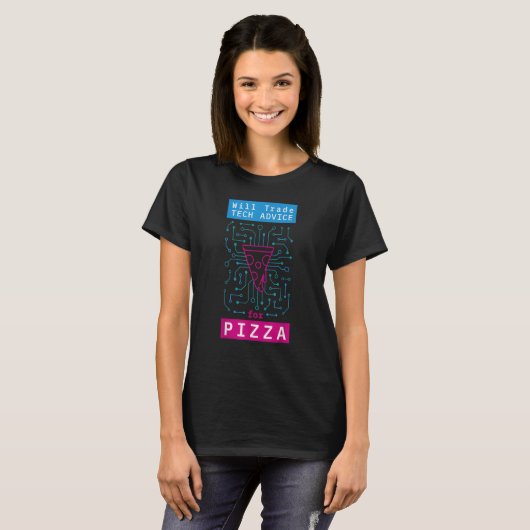 Will Trade Tech Advice For Pizza it Computer Techi T-Shirt (Vorne ganz)