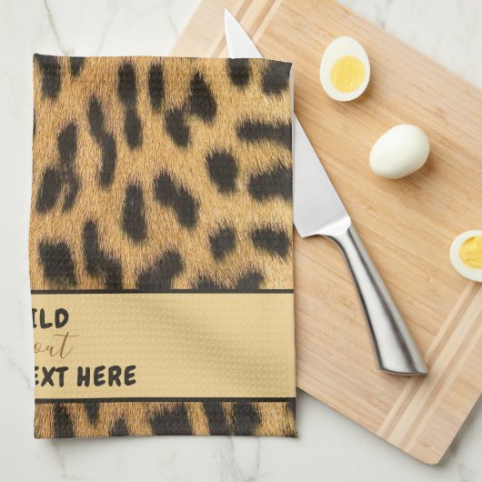 WILL ÜBER IHREN TEXT Leopard Print Custom Geschirrtuch (Viertel Falte)