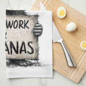Will Work for Bananas - Humorous Monkey Sketch Geschirrtuch (Viertel Falte)