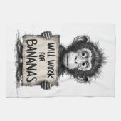 Will Work for Bananas - Humorous Monkey Sketch Geschirrtuch (Horizontal)