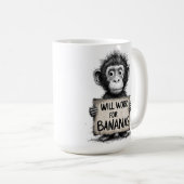 Will Work for Bananas - Humorous Monkey Sketch Kaffeetasse (VorderseiteRechts)