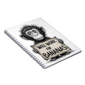 Will Work for Bananas - Humorous Monkey Sketch Notizblock (Rechte Seite)