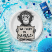Will Work for Bananas - Humorous Monkey Sketch Pappteller (Party)