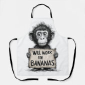Will Work for Bananas - Humorous Monkey Sketch Schürze (Vorderseite)