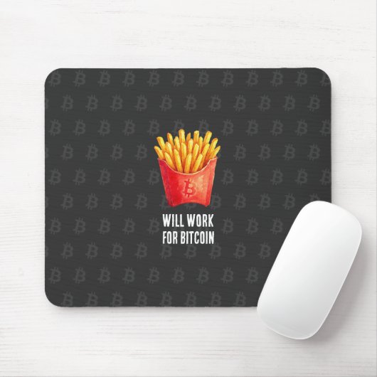 Will Work For Bitcoin (Black) Mousepad (Mit Mouse)